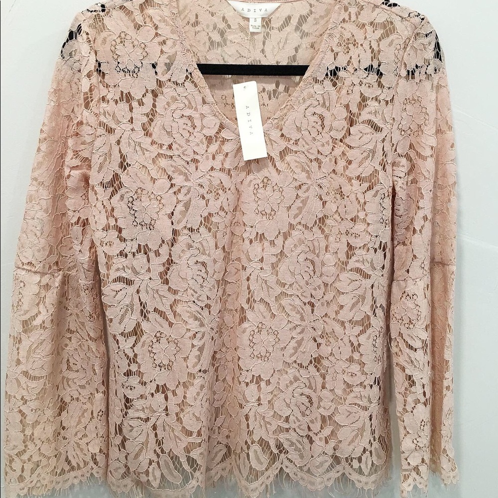 New, A Diva Long sleeve Lace Blouse